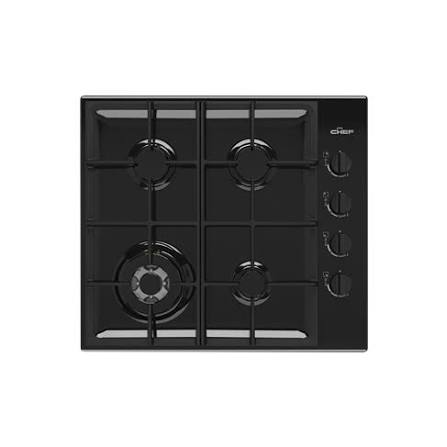 CHG644DC CAT B CHEF 60CM 4 BURNER GAS COOKTOP BLACK ENAMEL