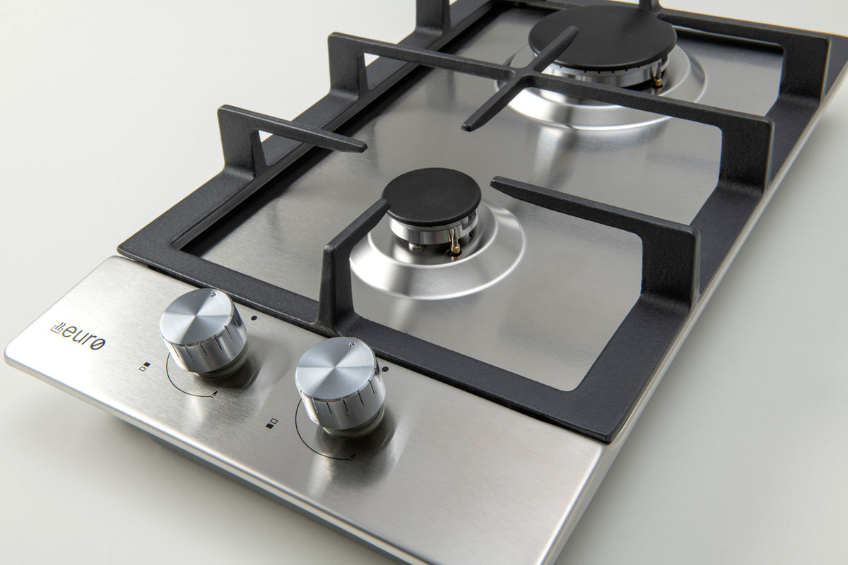 ECT30GX Euro Appliances 30cm 2 Burner Gas Cooktop - Stainless Steel