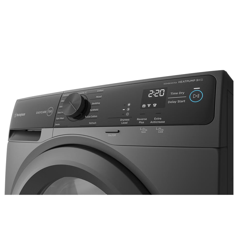 WDH904N7SA Westinghouse 9kg EasyCare 700 Series Heat Pump Dryer - Metallic Grey