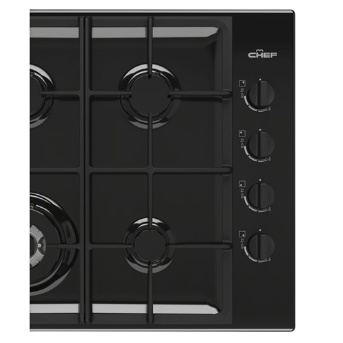 CHG644DC Chef 60cm 4 Burner Gas Cooktop - Black
