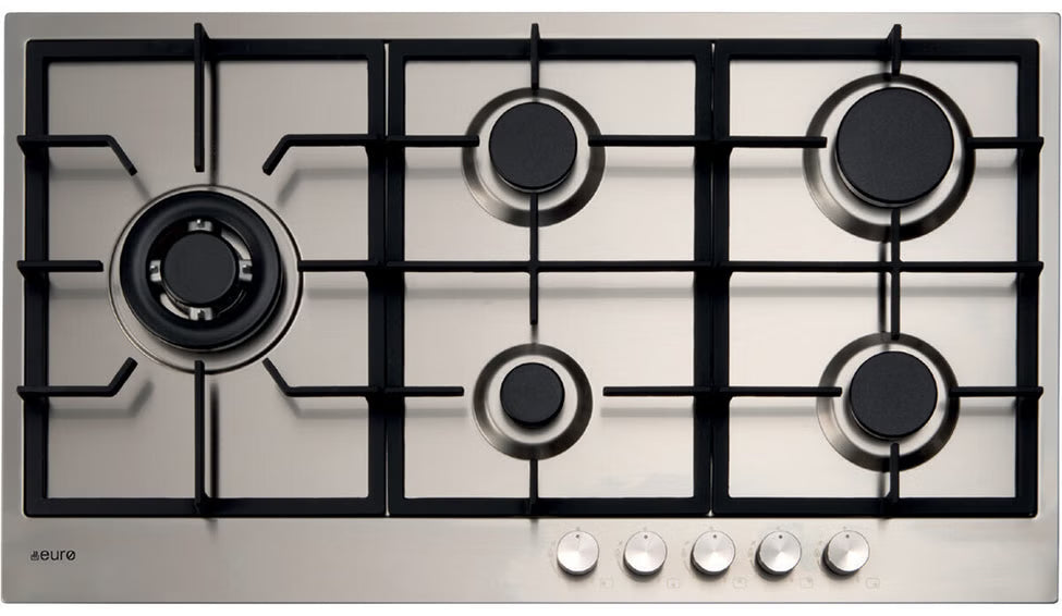 E90CTWX Euro Appliances 90cm Gas Slim Line Cooktop - Stainless Steel