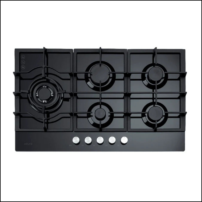 ECT900GBK2 NEW EURO 90CM BLACK GLASS WOK BNR GAS HOB